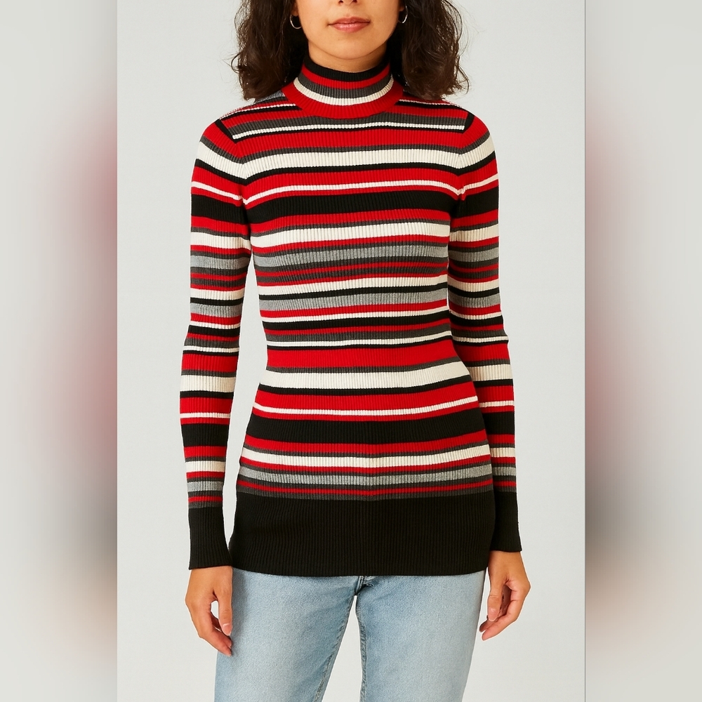Karen Scott Striped Ribbed Sweater, Size M